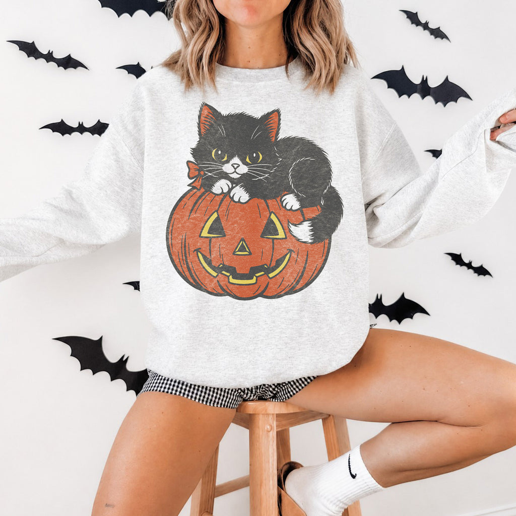 The Vintage Pumpkin Cat Crewneck – The Kentucky Shop